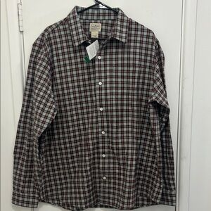 L.L. Bean Men's Plaid Shirt - Red and White
